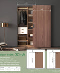 Concealed Barn Door Hardware Kit With Soft Close Mechanism And Invisible Wall Mount Aluminum Track For Smooth Operation And Modern Look Suitable For Door Opening Width 24 To 28 Inches Door Not Included Easy Mounting And Durable Construction shown installed on wooden wardrobe.