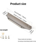 Concealed Finger Tab Cabinet Pulls Brushed Nickel 7.87 Inch Overall Length 200mm dimensions guide with screws shown