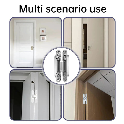 4 Pack 7 Inch Hidden Door Hinges Concealed Zinc Alloy With 180 Degree Swing 3 Way Adjustable Silent Butt Hinge for DIY Installation