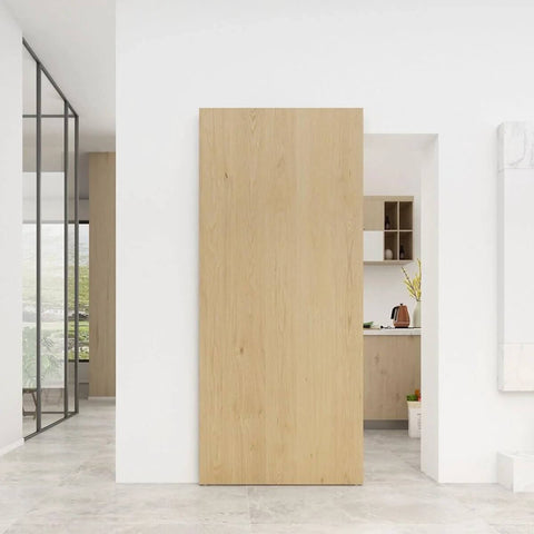 Concealed Sliding Barn Door Hardware and Track Floating Wall Mount, installed, 59 Inch track, suitable for wood door.