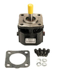Front view of Concentric GC Series Gear Pump: 0.194 CID, 1.5-3 GPM @ 1800-3600 RPM, 3000 PSI, black cast iron with SAE #8 port.