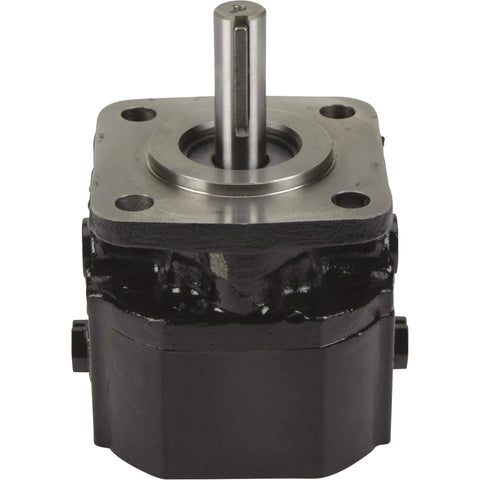 Front view of Concentric High Pressure Hydraulic Gear Pump - 0.258 Cu. in. Model Number G1216C5A300N00, metal housing and shaft.