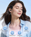 Woman wearing Concert Ear Plugs With 45dB Noise Reduction, High Fidelity Hearing Protection, 3 Interchangeable Eartips And Compact Case.