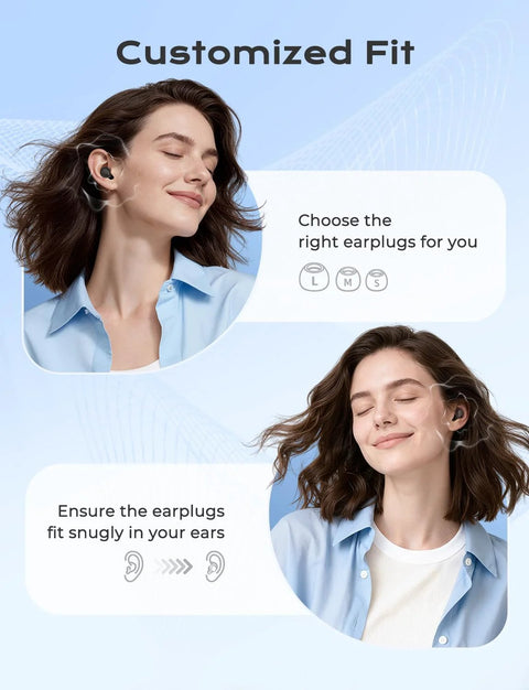 Woman wearing Concert Ear Plugs With 45dB Noise Reduction, High Fidelity Hearing Protection, 3 Interchangeable Eartips And Compact Case