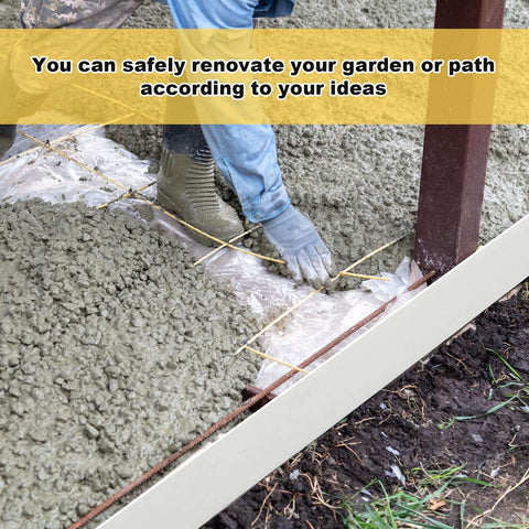 Using the Five Piece Flexible Plastic Concrete Form Set For Walkways 4x76 Inches Flatwork Curb Edging Tools for paving a garden path.