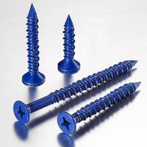 ✝️ Wensilon WenSilon(30 PCS) 3/16''x1-1/4 Concrete Screw Anchor Blue Flat Head for Anchoring to Masonry, Block or Brick Stucco