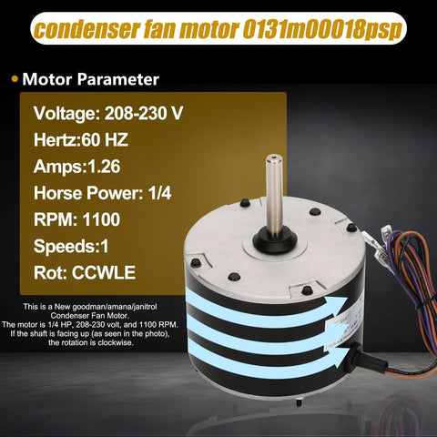 Heavy Duty 0.25 HP Condenser Fan Motor Replacement For Amana Goodman HVAC Units Direct Replacement YDK 180S62823 03