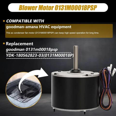 Heavy Duty 0.25 HP Condenser Fan Motor Replacement For Amana Goodman HVAC Units Direct Replacement YDK 180S62823 03 compatible motor