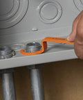 Conduit Locknut Wrench Set With Opposing Offset Bends For Tight Spaces One Half Inch, used to tighten locknuts in electrical assembly