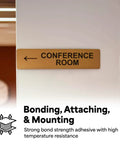 Sign on wall attached with Double Sided Urethane Foam Tape Go To Bonding And Mounting, strong adhesive highlighted below.