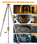 Confined Space Rescue Tripod Kit With 2600lbs Winch, 7-Foot Adjustable Rescue Tripod, 98.4-Foot Steel Cable, Fall Arrester in sewer use