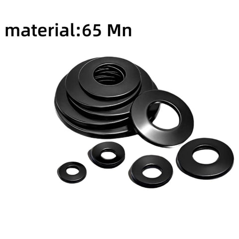 Conical Belleville Cup Washers 65Mn Three Eighths Inch High Strength 20 Pack stacked on white background with 65Mn material label