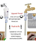 DIY Friendly Quick Connect Hose Bib Adapter For Reverse Osmosis Systems NSF Certified Three Quarter Inch Female Thread To One Quarter Inch OD Push To Connect Plastic Fittings Pack Of Six Easy Install shown with installation instructions