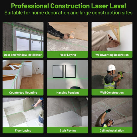 Effortlessly align rooms with this 4D 360° self leveling laser level featuring a motorized base and Bluetooth app control in use