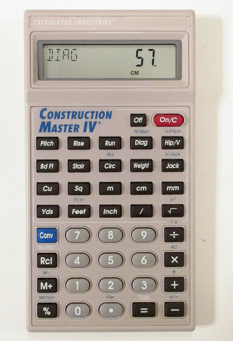 Construction Master IV Pocket Size Calculator Delivers Precise Feet Inch Fraction Calculations With Stair And Rafter Support