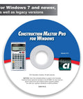 Construction Master Pro Software For Windows Delivers Fast Takeoffs And Estimates on CD with calculator image