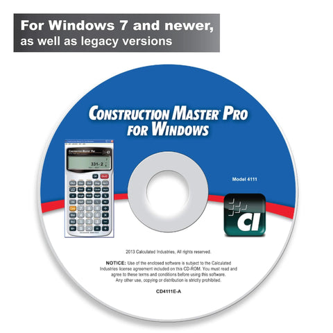 Construction Master Pro Software For Windows Delivers Fast Takeoffs And Estimates on CD with calculator image