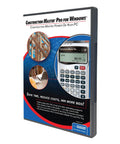 Construction Master Pro Software For Windows packaging showing a calculator interface, wood framing, and plan layout images.