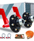 Heavy Duty Container Wheel Kit For 20ft And 40ft Empty Shipping Containers With 8 Lug Wheels, Strong Axles And Ratchet Tie Downs