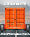 Rear view of Heavy Duty Container Wheel Kit with Six Lug Wheels and Carbon Steel U Shackle Bundles for moving 20 to 40 foot shipping containers.