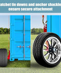 Heavy Duty Container Wheel Kit For 20ft And 40ft Empty Shipping Containers With 8 Lug Wheels, installed on blue container