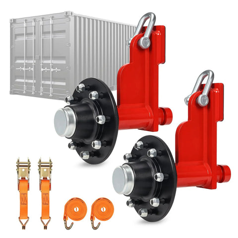 8 Lug Steel Shipping Container Wheel Kit With Ratchet Tie Downs For Moving Empty 20ft To 40ft Containers, Heavy Duty Construction