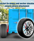Container Wheel Kit With 6-Lug Axles And Heavy Duty Ratchet Tie Downs For Moving 20 To 40-Foot Shipping Containers on road