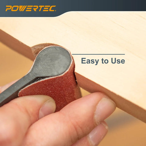 Close-up of Flexible Contour Sanding Set With 3 Foam Pad Thicknesses And 6 Grip Sanding Pads For Contours And Curves in use on wood edge