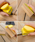 16 Contoured Sander Blocks With 40 Sheet Sandpaper For Woodworking Moldings in use on wooden surfaces and edges