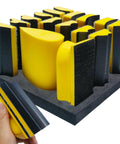 16 Piece Contoured Sanding Block Set with Interchangeable Convex Concave Shapes displayed with foam block holder
