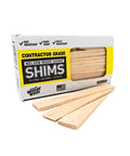 Contractor Grade Wood Shims 56 Count 8 Inch Pack for Leveling and Precise Alignment Easy Snap Design in carton box with shims