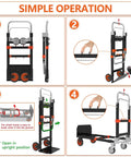 Instructions for using the 3 in 1 Heavy Duty Folding Hand Truck, Convertible Portable Steel Dolly with Telescopic Handle, Foldable Utility Cart