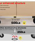 Enhanced 3 in 1 Convertible Hand Truck Dolly Cart supports 500 lbs weight, highlighting steel construction versus 250 lbs for aluminum.