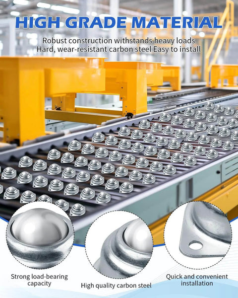 16 Pcs Table Ball Slide Units Roller Ball Transfer Bearings with 1 Inch Carbon Steel Ball on conveyor