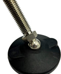 Conveyor Leveler With Articulating Feet For Rock Solid Alignment And Easy Adjustable Positioning With Durable Polyamide Footplates And Stainless Steel Spindles Three Quarter To Ten Rexnord Series 133 636882 close-up of footplate and spindle