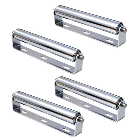 4 Sets Conveyor Rollers 10" Length 1.5" Diameter Galvanized Steel Long Roller with Bracket Set for Kayak Woodworking Roller Stands