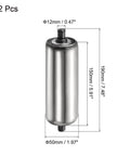 Conveyor Roller 2" Diameter 6" Length, 2 Pack Stainless Steel Gravity Transmission Replacement Part Galvanized End, Silver
