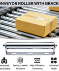 4 Sets Conveyor Rollers 10" Length 1.5" Diameter Galvanized Steel Long Roller with Bracket Set for Kayak Woodworking Roller Stands