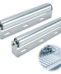 2 Pack Conveyor Long Roller and Bracket Set 10-inch, 1.5-inch Diameter Galvanized Steel Roller, ideal for support in automation