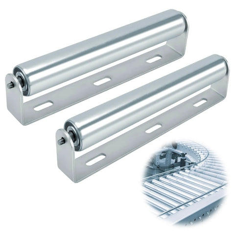 2 Pack Conveyor Long Roller and Bracket Set 10-inch, 1.5-inch Diameter Galvanized Steel Roller, ideal for support in automation