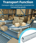 Warehouse conveyor system with 2 Pack Conveyor Long Roller and Bracket Set 10-inch, 1.5-inch Diameter Galvanized Steel Roller for transporting goods