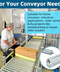 Conveyor system with a 2 Pack Conveyor Long Roller and Bracket Set 10-inch, 1.5-inch Diameter Galvanized Steel Roller in use