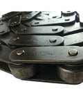 Close-up of ANSI C2122 Conveyor Roller Chain Ten Feet With One Connecting Link Pitch Size Three Inches Double Pitch Industrial Chain