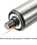 Close-up of Two Pack 1.5 Inch Conveyor Roller Replacement Set for Gravity Transmission Systems, showing galvanized end cap and 12mm shaft