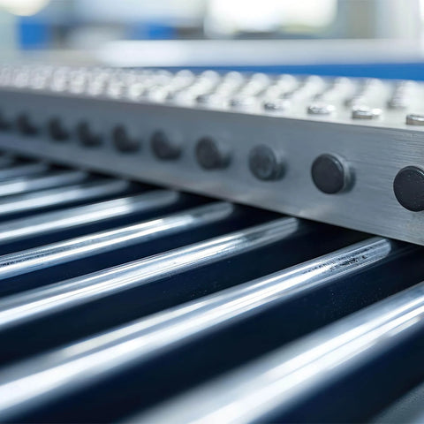 Conveyor system with ✝️ 4 Pack 10 Inch Long Roller and Bracket Set with 1.5" Diameter, Galvanized Steel Conveyor Roller for Conveying Heavy Objects
