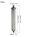 Two Pack 1.5 Inch Conveyor Roller Replacement Set For Gravity Transmission Systems, stainless steel roller with dimensions labeled