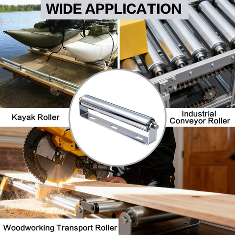 Wide application of ✝️ 4 Sets Conveyor Rollers 10" Length 1.5" Diameter Galvanized Steel Long Roller with Bracket Set for Kayak