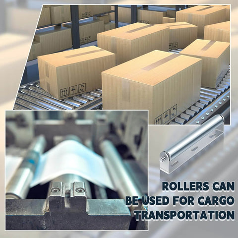 ✝️ 4 Sets 1.5'' Diameter Conveyor Rollers with Stands 10'' Galvanized Steel Long Roller and Bracket Set Easy Install Industrial Use