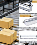 4 Sets Conveyor Rollers 10" Length 1.5" Diameter Galvanized Steel Long Roller with Bracket Set for Kayak Woodworking Roller Stands and Conveyor