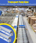 Industrial warehouse with conveyors, featuring ✝️ 2 Pack 10 Inch Long Roller and Bracket Set, 1.5 Inch Diameter Galvanized Steel Conveyor Rollers.